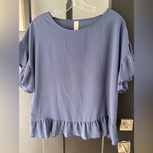 Allison Joy Tops - Allison Joy navy ruffled blouse